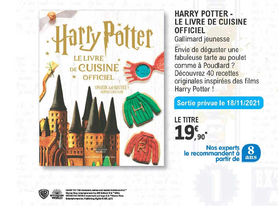 harry potter - le livre de cuisine officiel - guillaume jeunesse