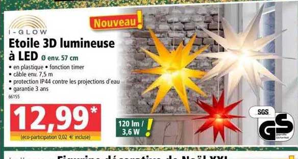 i-glow étoile 3d lumineuse à led