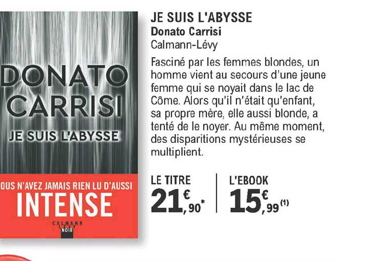 je suis l'abysse donato carrisi calmann-lévy