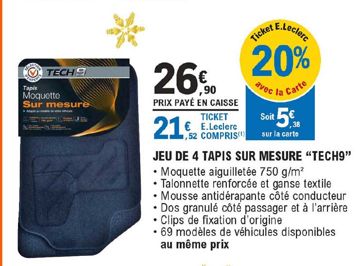 jeu de 4 tapis sur mesure "tech9"
