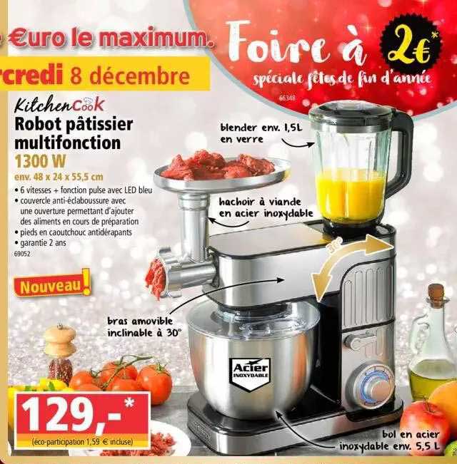 kitchencook robot pâtissier multifonction 1300w