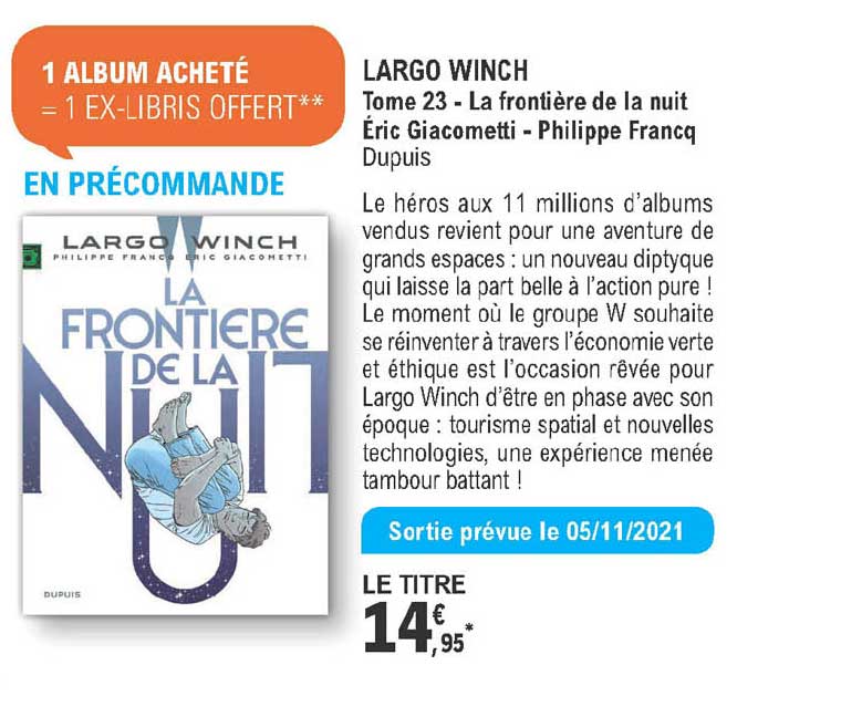 largo winch - tome 23 - la frontière de la nuit - éric giacometti - philippe francq