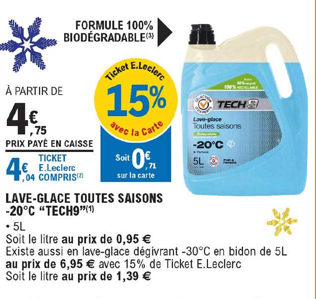 Lave-glace Toutes Saisons -20°c "tech9"