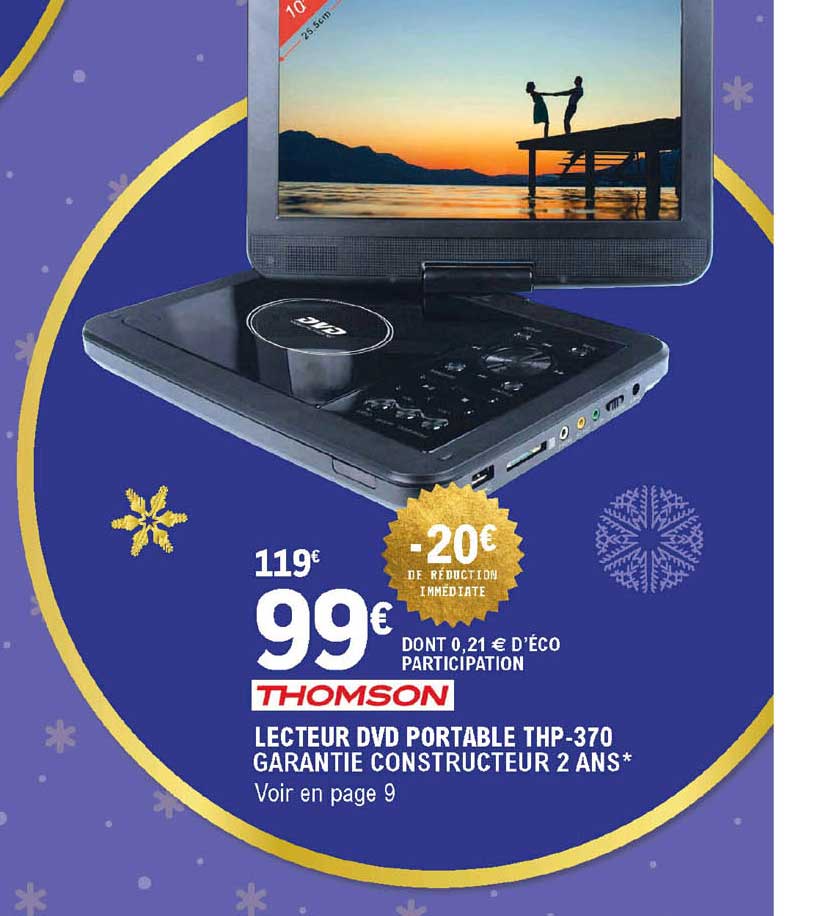 lecteur dvd portable thp-370 thomson