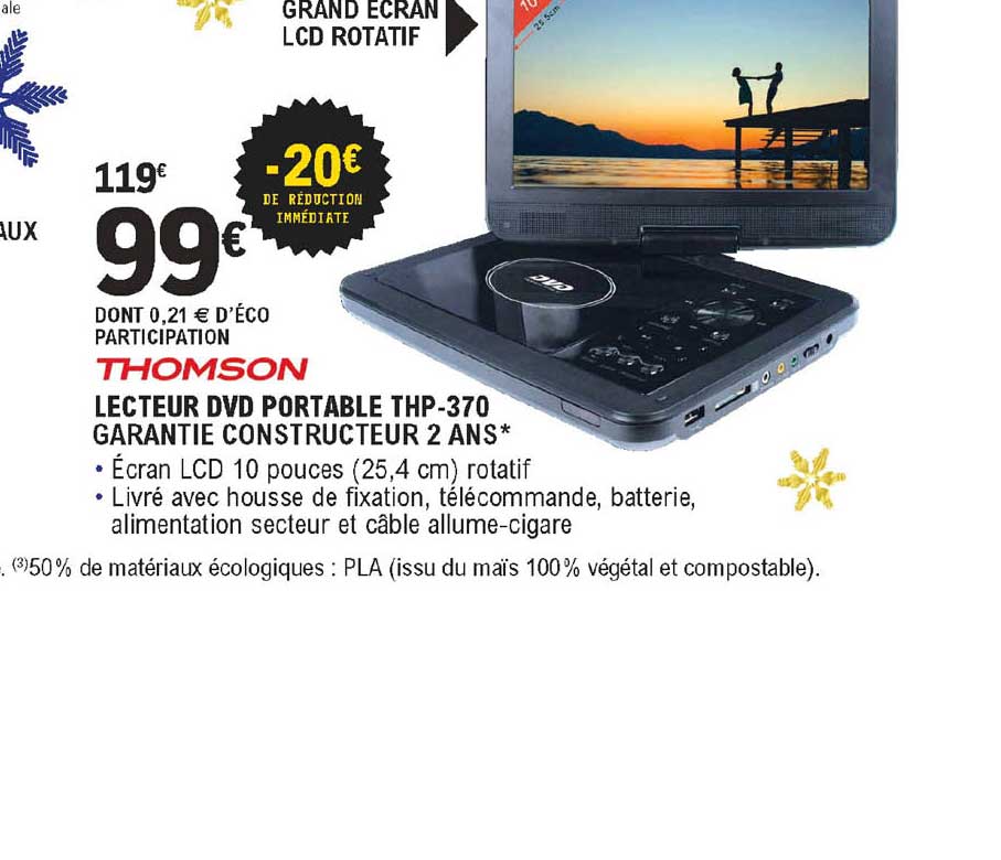 lecteur dvd portable thp-370 thomson