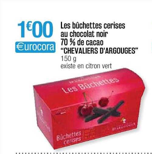 les bûchettes cerises au chocolat noir 70% de cacao "chevaliers d'argouges"