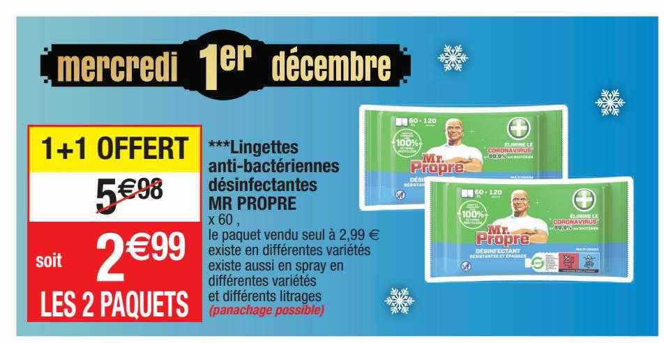lingettes anti-bactériennes désinfectantes mr propre