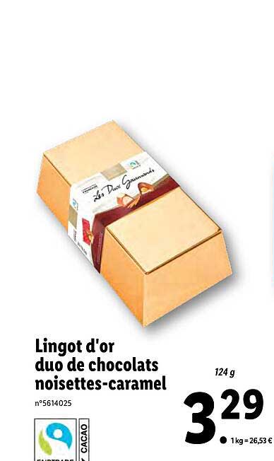 lingot d'or duo de chocolats noisettes-caramel