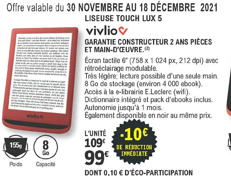 liseuse touch lux 5 vivlio