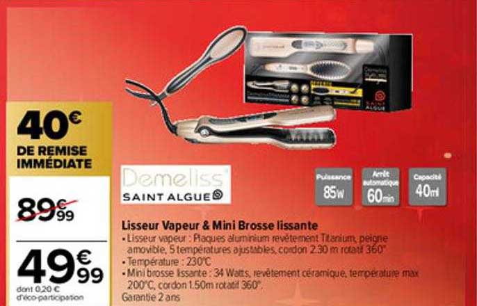 lisseur vapeur & mini brosse lissante demeliss saint algue
