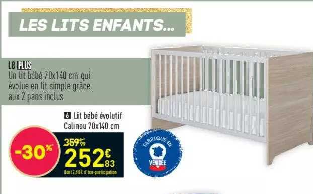 lit bébé évolutif calinou 70x140 cm