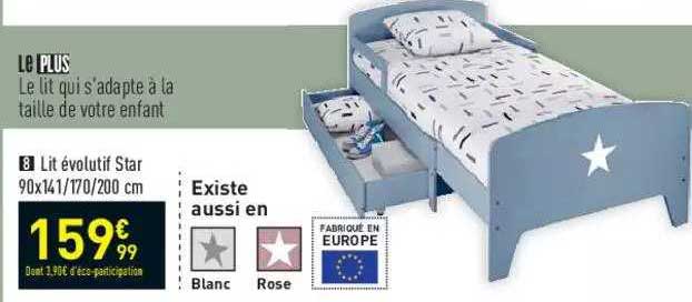 lit évolutif star 90x141 170 200 cm