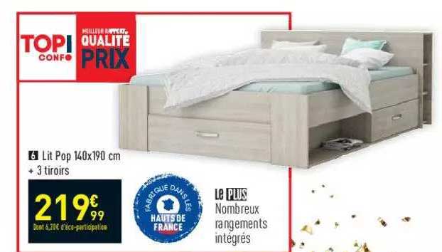 lit pop 140x190 cm + 3 tiroirs