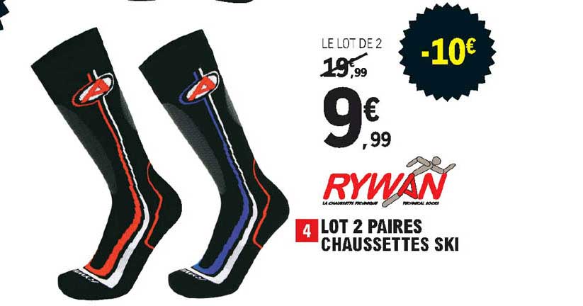 lot 2 paires chaussettes ski rywan