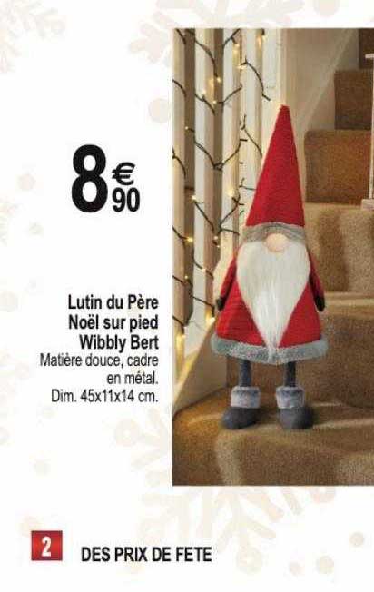 lutin du père noël sur pied wibbly bert