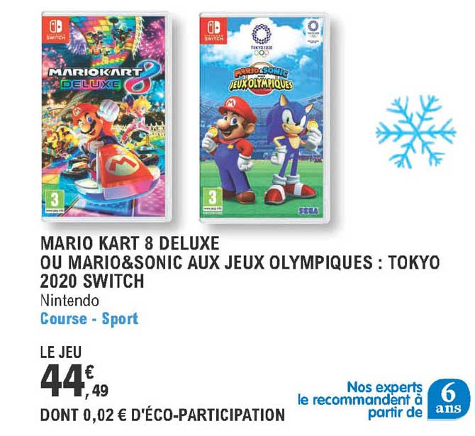 mario kart 8 deluxe ou mario & sonic aux jeux olympiques : tokyo 2020 switch