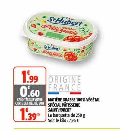 matière grasse 100% végétal spécial pâtisserie saint hubert
