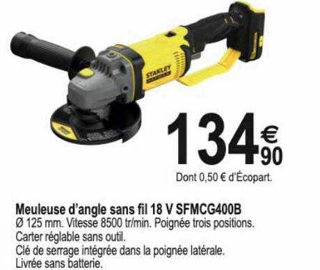 Meuleuse D'angle Sans Fil 18v Sfmcg400b Stanley Fatmax