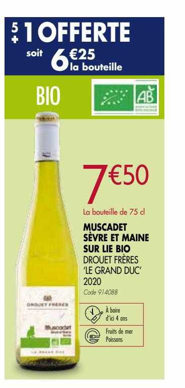 muscadet sèvre et maine sur lie bio drouet frères "le grand duc" 2020