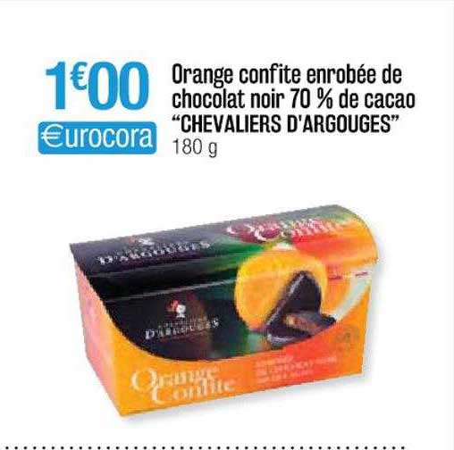 orange confite enrobée de chocolat noir 70% de cacao "chevaliers d'argouges"
