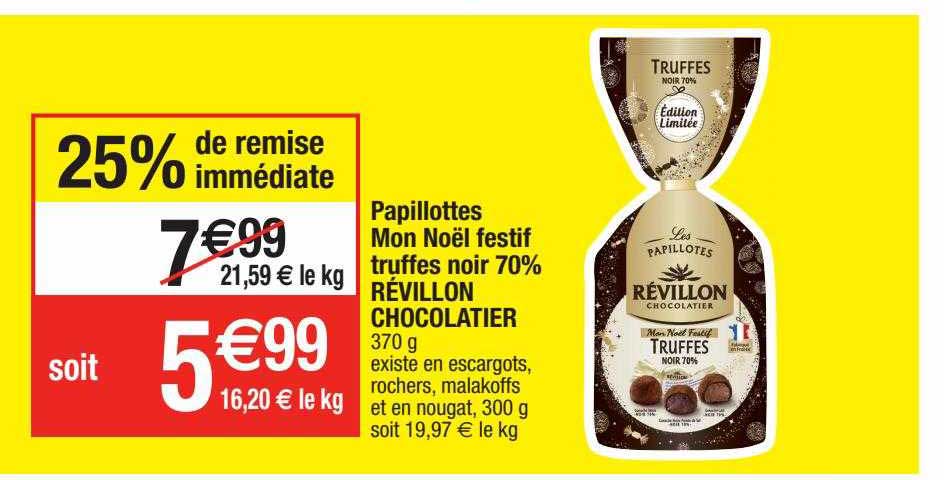 papillotes mon noël festif truffes noir 70% révillon chocolatier