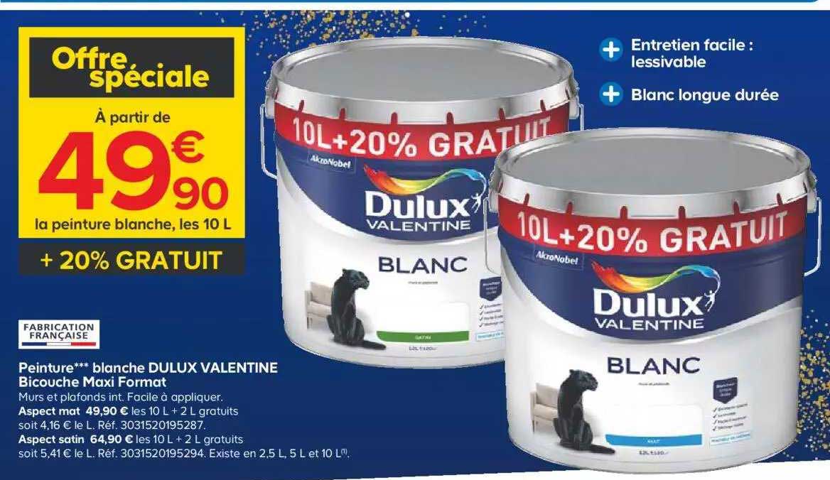 peinture blanche dulux valentine bicouche maxi format