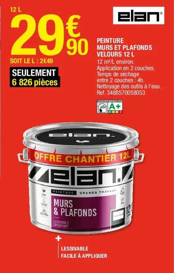 peinture murs et plafonds velours 12 l elan
