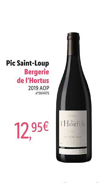 pic saint-loup bergerie de l'hortus 2019 aop