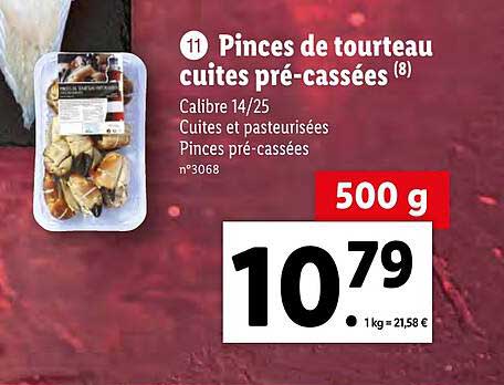 pinces de tourteau cuites pré-cassées