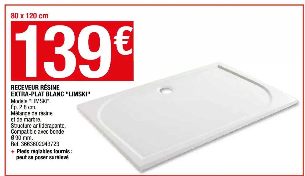 receveur résine extra-plat blanc "limski"