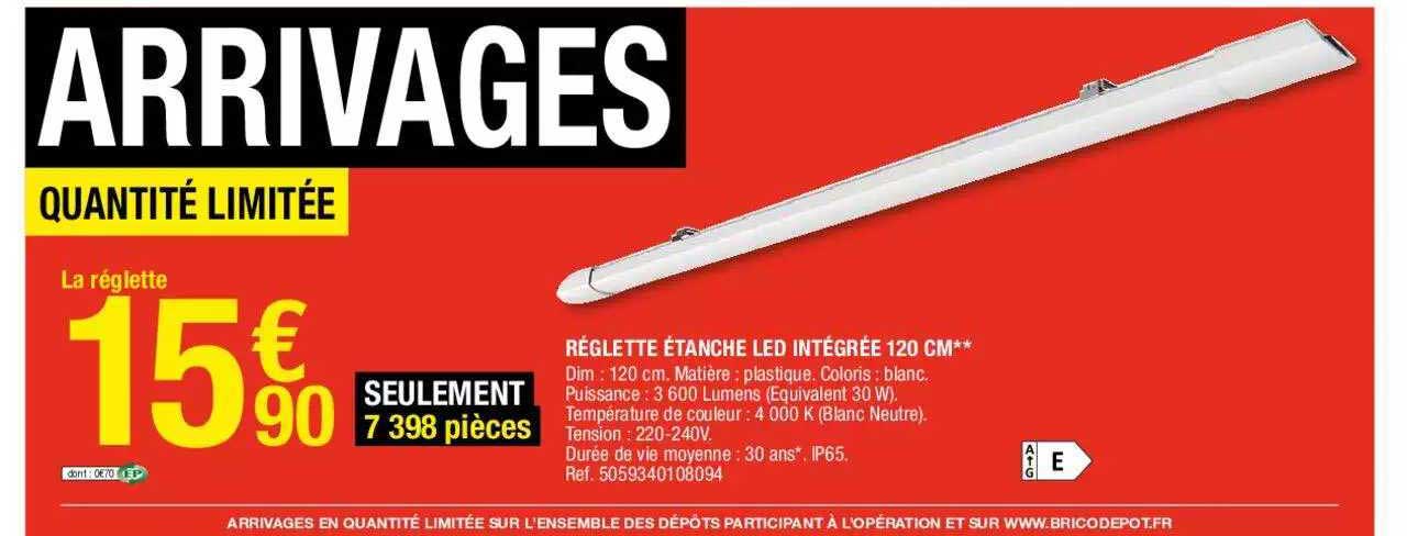 réglette étanche led intégrée 120 cm