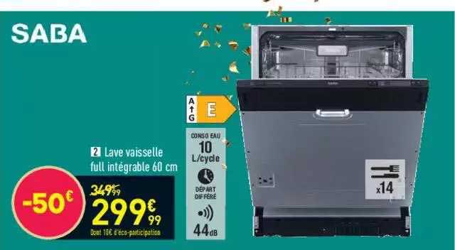 saba lave vaisselle full intégrable 60 cm
