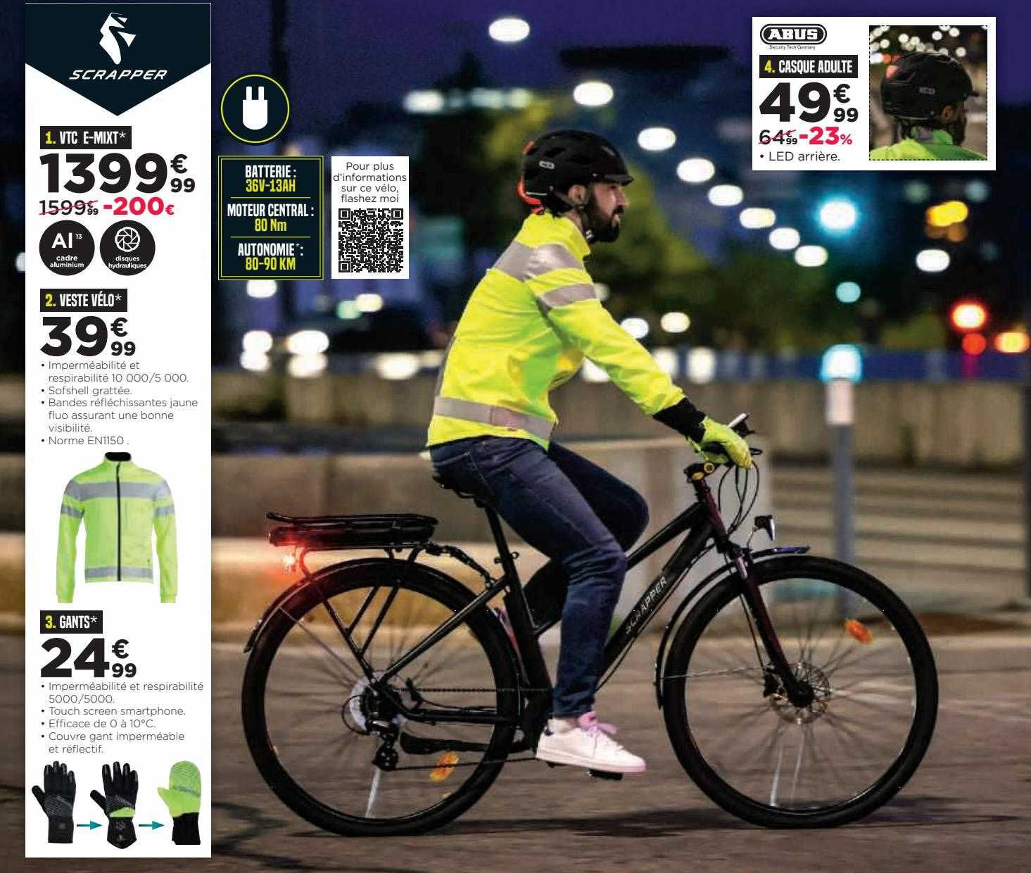 scrapper vtc e-mixt veste vélo gants casque adulte abus