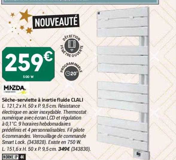 sèche-serviette à inertie fluide clali mazda