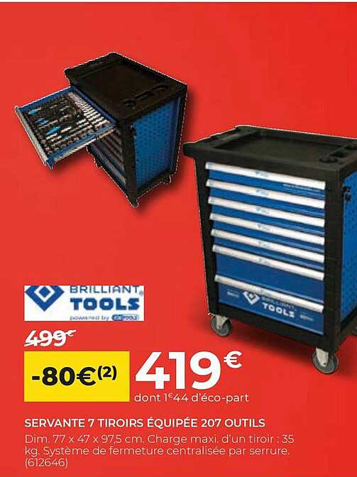 servante 7 tiroirs équipée 207 outils