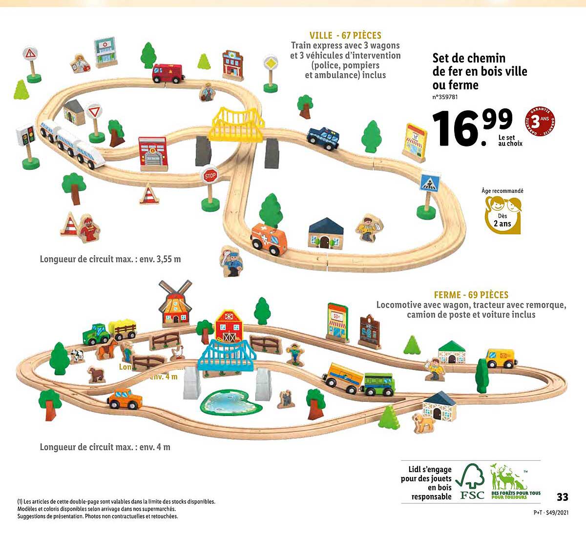set de chemin de fer en bois ville ou ferme