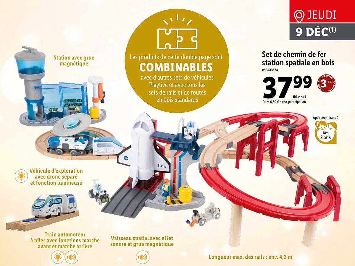 set de chemin de fer station spatial en bois