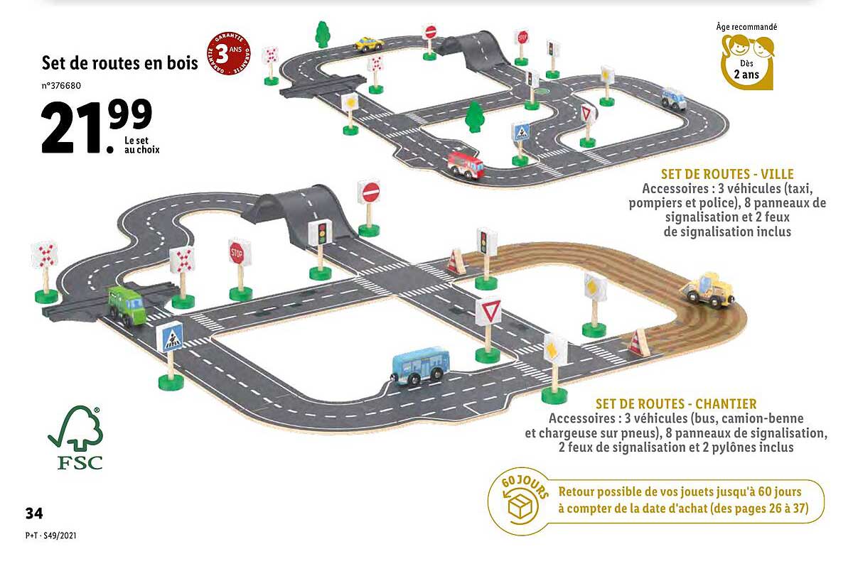 set de routes en bois
