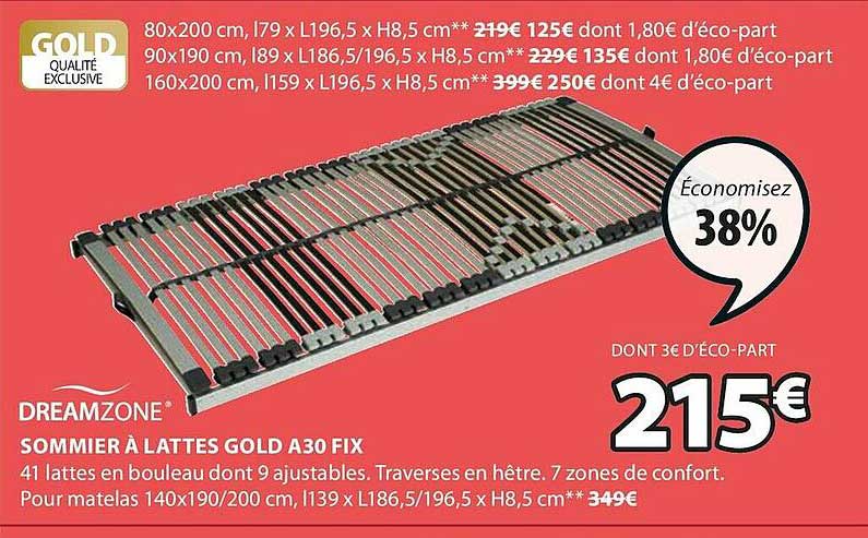 sommier à lattes gold a30 fix dreamzone