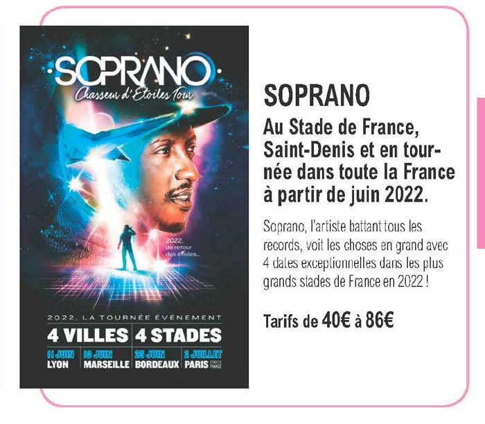 soprano - au stade de france, saint-denis et en tournée dans toute la france à partir de juin 2022