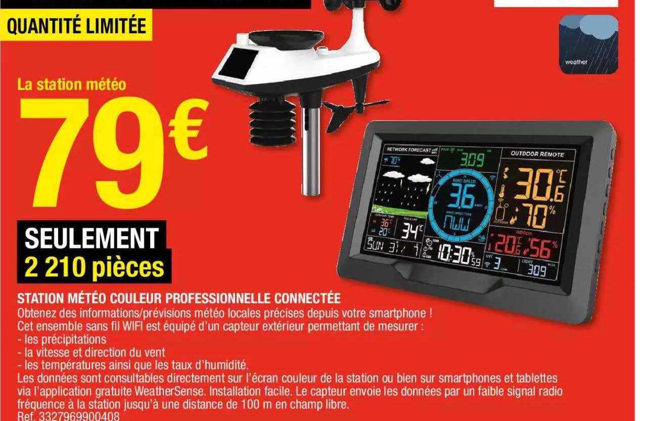 Station Météo Couleur Professionnelle Connectée