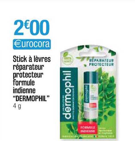 stick à lèvres réparateur protecteur formule indienne "dermophil"