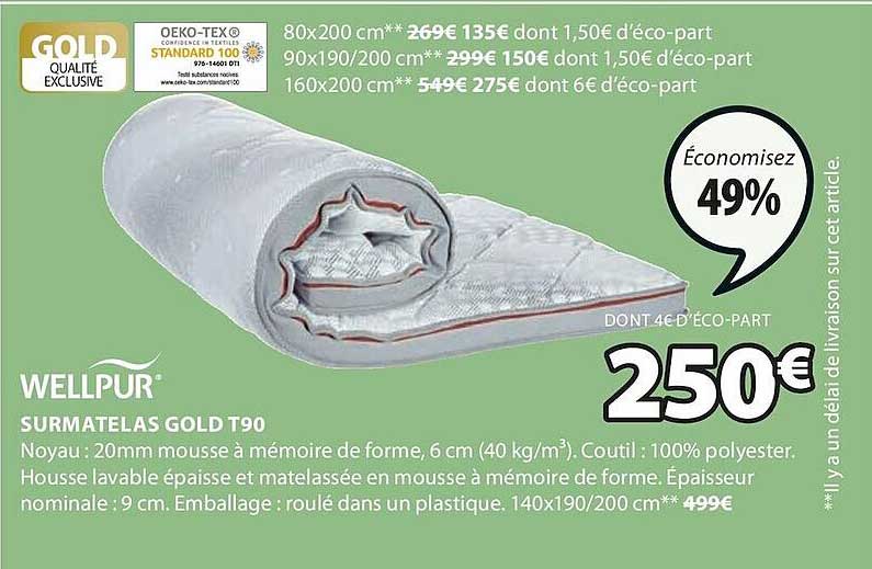 surmatelas gold t90 wellpur