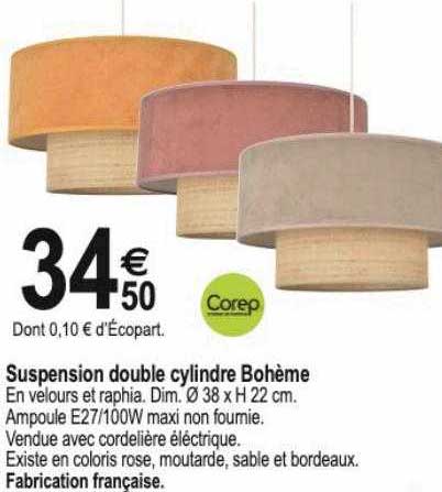 suspension double cylindre bohème