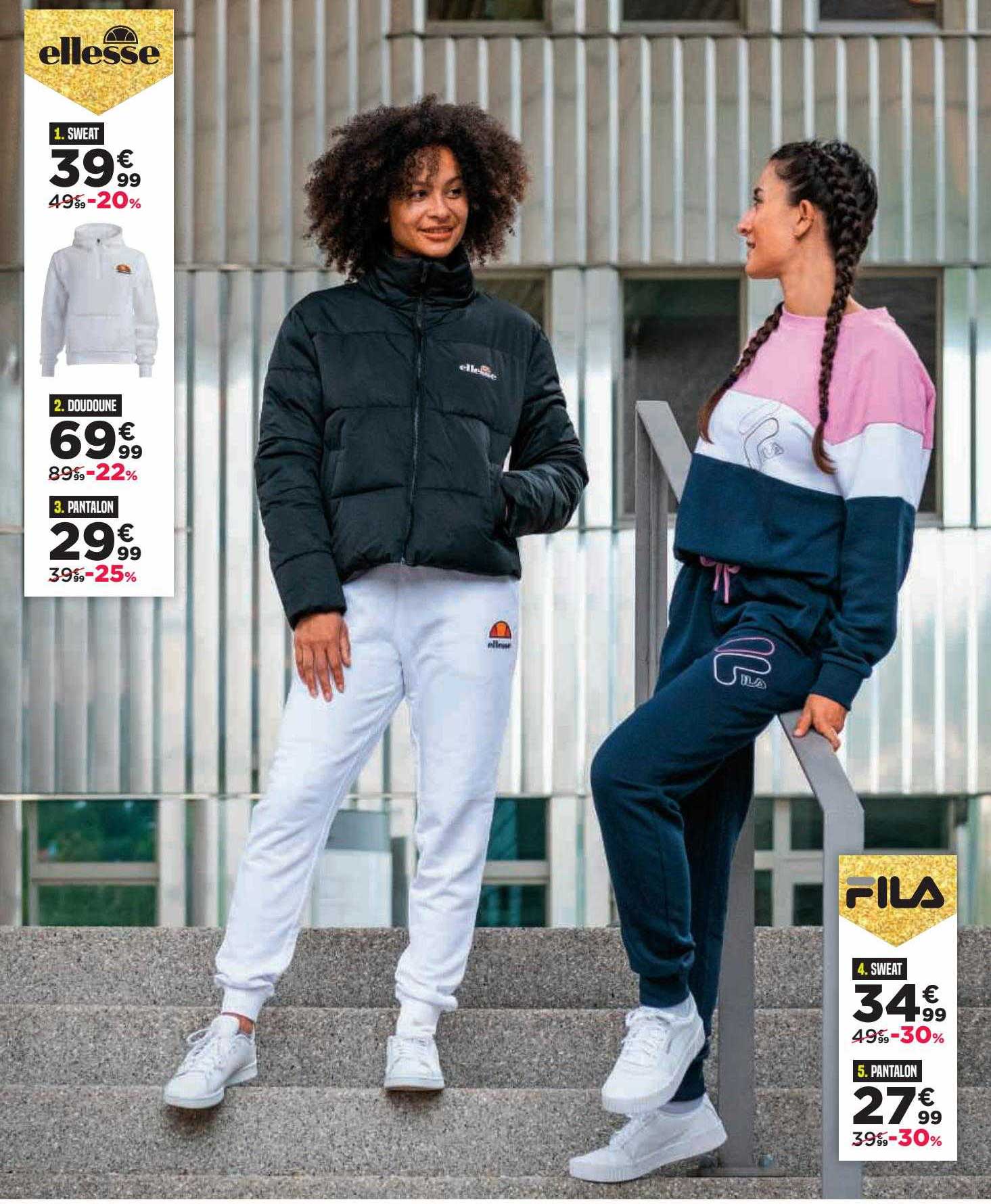 Sweat, Doudoune, Pantalon Ellesse, Weat, Pantalon Fila