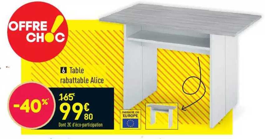 table rabattable alice