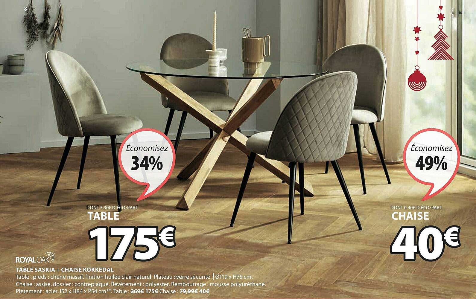 table saskia + chaise kokkedal royal oak