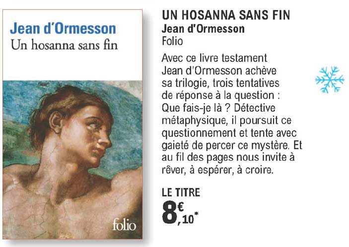 uh hosanna sans fin - jean d'ormesson - folio