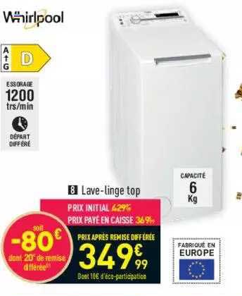 whirlpool lave-linge top