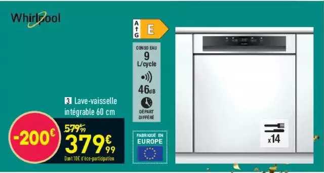Whirlpool Lave-vaisselle Intégrable 60 Cm